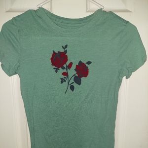 Teal rose shirt
